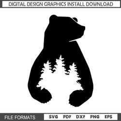 Bear Hugging The Tree Silhouette SVG