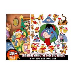 25 Designs Christmas Winnie The Pooh Svg Bundle, Christmas Svg, Winnie The Pooh Svg, Xmas Svg, Christmas Sublimation