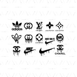 Stylized Fashion Designer Inspired Logo Bundle Svg, Brand Svg, Adidas Svg, Gucci Svg, Louis Vuitton Svg, Nike Svg, Chann
