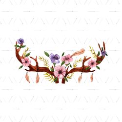 Horns And Flowers In Boho Style Svg, Flower Svg, Boho Style Svg, Horns Deer Svg, Flowers Svg, Birthday Gift Svg, Gift Fo