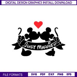 Just Married Disney Bride Groom Mickey Minnie Mouse SVG