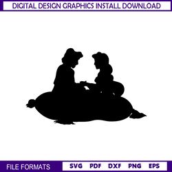 Disney Aladdin and Princess Jasmine Silhouette SVG Cricut File Digital Download