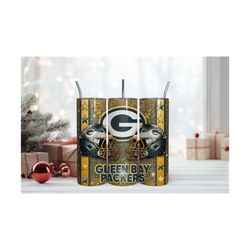 3D Green Bay Packers Football Glitter Tumbler Sublimation Design