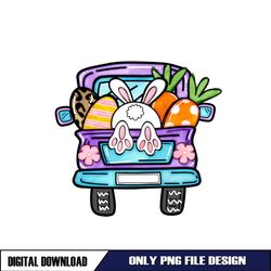 Easter Day Truck Bunny Egg Carrot Clipart PNG