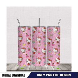 Hello Kitty Pink Coffee Pattern 20oz Tumbler Wrap PNG