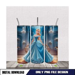 3D Beautiful Princess Cinderella Dressed Tumbler Wrap PNG