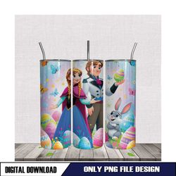 Anna and Kristoff Happy Easter Bunny Tumbler Wrap PNG