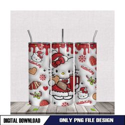 3D Christmas Kitty Boujee Skinny Tumbler Wrap PNG