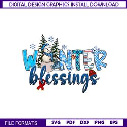 Winter Blessings Png Sublimation Design, Winter Blessings Png, Winter Wreath Png, Christmas Lights Png,Winter Birds Png