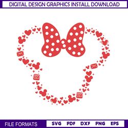 Disney Minnie Head Valentines Heart Doodle SVG