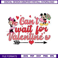 Can't Wait For Valentines Mouse Couple Heart SVG