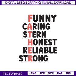 Funny Caring Stern Honest Reliable Strong Svg