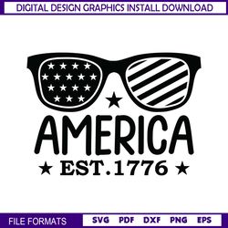America Est 1776 4th Of July Glasses SVG