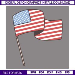 Waving USA Flag 4th Of July Patriotic Holiday SVG