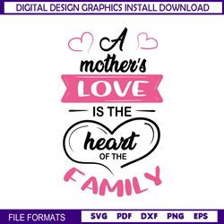 A Mothers Love Is The Heart Of The Family SVG
