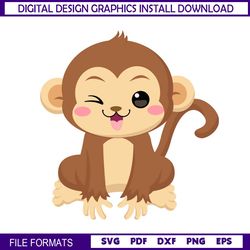 Baby Cute Little Monkey Cartoon Character SVG