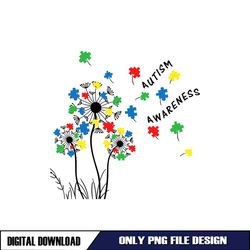 Autism Awareness Dandelion Puzzle Piece PNG