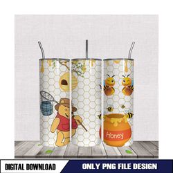 Winnie The Pooh Catching Bees Honey Tumbler PNG