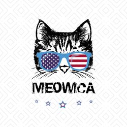 Womens Meowica Cat Lover Kitty US Flag Sunglasses Independence Day, Png, Dxf, Eps