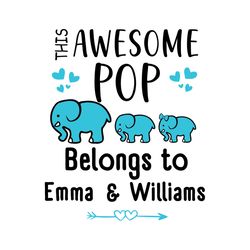 Personalized This Awesome Pop Belongs To Svg, Fathers Day Svg, Pop Svg, Dad Svg, Elephant Dad Svg, Daddy Svg, Fathers Da