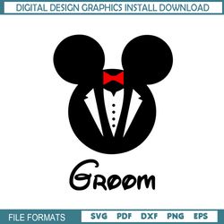 Red Bow Groom Mickey Mouse Head Disney Wedding SVG