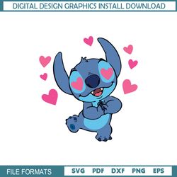 Cute Love Stitch Heart Disney Cartoon Clipart SVG