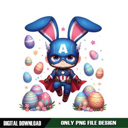Chibi Bunny Captain America Happy Easter Eggs PNG