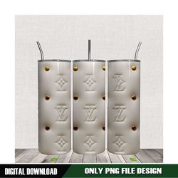 3D Inflated White Gold LV 20oz Tumbler Wrap PNG