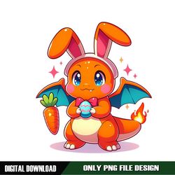 Charmander Easter Bunny Digital PNG File