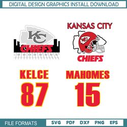 Kansas City Chiefs SVG Bundle, Travis Kelce SVG, Mahomes SVG, Chiefs Football Helmet