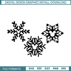 Snowflake Christmas Mickey Mouse Ears | SVG Clipart Images Digital Download Sublimation Cricut Cut File Png Dxf Jpg