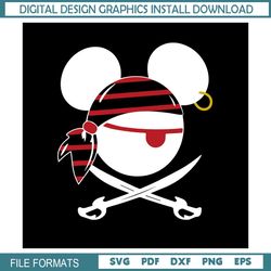 Pirate Mickey Mouse Head Silhouette SVG