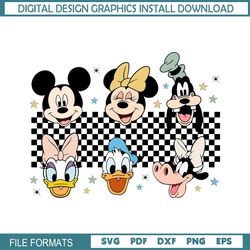 Smiling Face Disney Mickey Friends Checkered SVG
