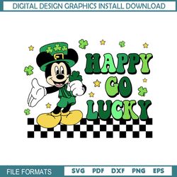 Happy Go Lucky Mickey Checkered Patrick Day SVG