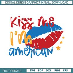 Kiss Me I'm American Patriotic Lips SVG