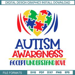 Autism Awareness Heart Shape Puzzle SVG