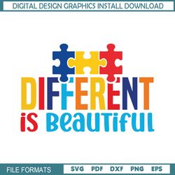 Different Is Beautiful Autism Puzzle Piece SVG