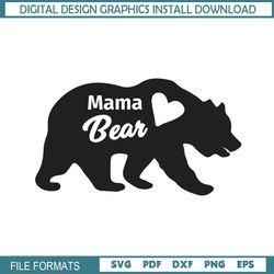 Mama Bear Mother Day Heart SVG