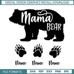 Custom Name Mama Bear Paws SVG
