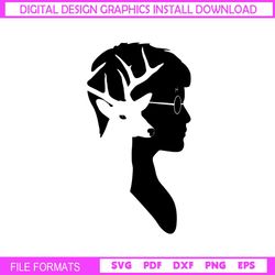 Harry Potter and The Deer Side View Silhouette Vector SVG