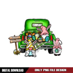 Happy Easter Sign Easter Day Gnomes Truck Back PNG