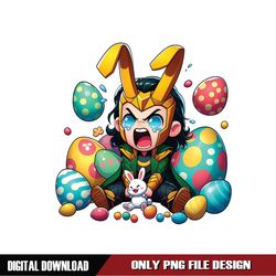 Superhero Chibi Loki Happy Easter Eggs PNG
