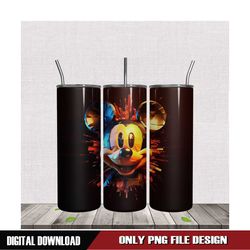3D Effect Mickey Mouse Skinny Tumbler Wrap PNG
