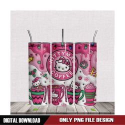 3D Inflated Kitty Christmas Coffee Tumbler Wrap PNG