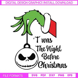 Twas The Night Before Christmas svg, Jack Skellington Christmas Svg, Jack Svg, Jack Skellington Face Png