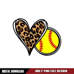 Heart Shape Leopard Print Softball Sport PNG