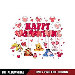 Happy Valentines Balloon Winnie The Pooh Friends PNG