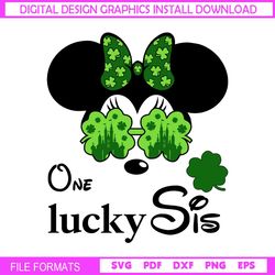 One Lucky Sis Green Clover Glasses Minnie SVG