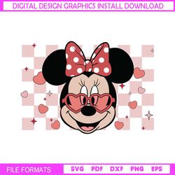 Minnie Mouse Head Love Valentines Checkered SVG
