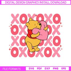 Xoxo Heart Valentines Winnie The Pooh SVG